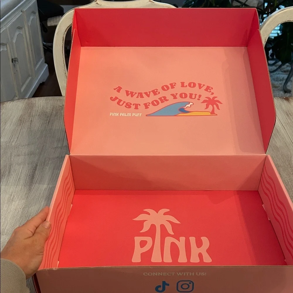 Pink Palm Puff Colorful Box and Bag only
